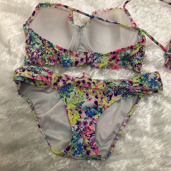 Victoria Secret floral print two pieces XS 32c - Picture 4 of 9